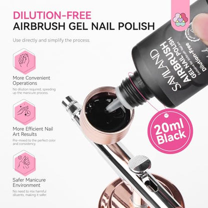 SAVILAND Hema-Free Airbrush Gel Nail Polish Black Gel Nail Polish 20ML - color: Black