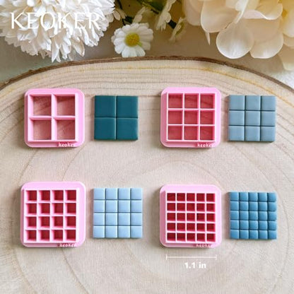 Keoker Square Polymer Clay Cutters, Checker Board Maker for Making Earrings Jewerl, Square Grid Tool (A)
