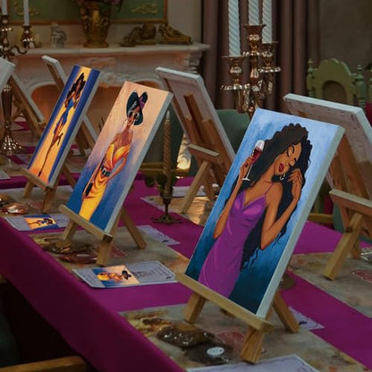Cholemy 36 Pcs Paint and Sip Kit Gift for Adults 8''x10'',Charming Lady - style: Charming Lady