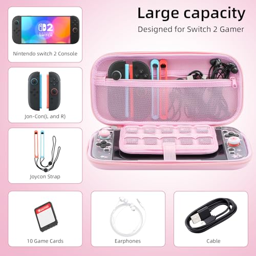 BRHE Cute Travel Carrying Case for Nintendo Switch 2 (2025) - size: Switch 2