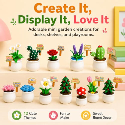 Air Dry Clay Kit for Kids, 12 Plants Modeling Magic Clay Sculpting Tools - color: Colorful Plant Kit