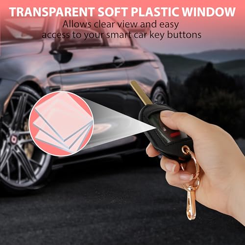 Leather Remote Key Fob Sleeve for Broken Car Key Loop Replacement - color: Black 02, Extra Large