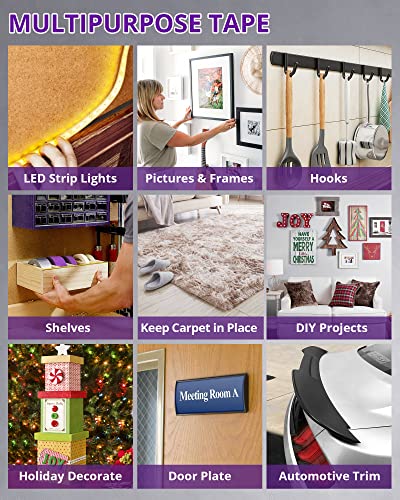 HitLights Clear Double Sided Tape Heavy Duty, Strong Adhesive, 155in x 1in