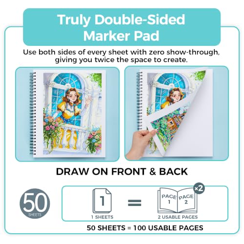 Ohuhu 11"x14" Double-Sided Bleedproof Marker Pad Art Sketchbook 50 Sheets - size: 11" x 14"