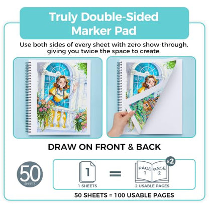Ohuhu 11"x14" Double-Sided Bleedproof Marker Pad Art Sketchbook 50 Sheets - size: 11" x 14"