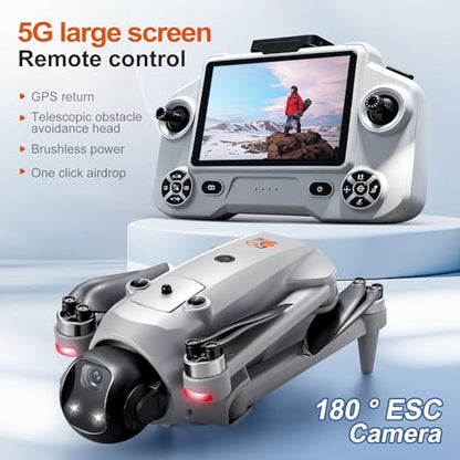 YL059 GPS Drone with 4K Camera for Adult EIS, 5G Drone with 4.3" HD Screen - color: Grey