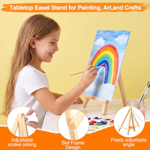Maitys 24 Pack Painting Kits 18 Canvas Boards with 6 Wooden Easel 3 Size