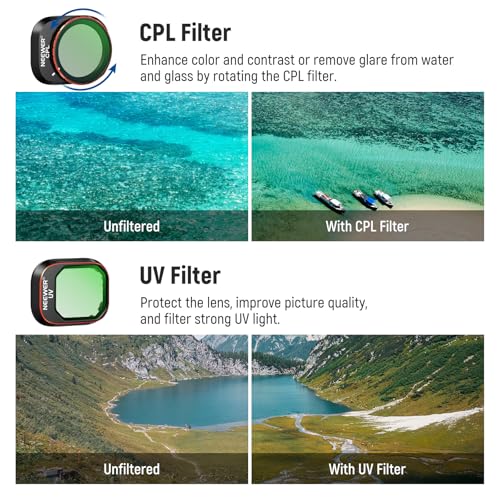 NEEWER Variable ND Filter Set Compatible with DJI Mini 4 Pro, 4 Pack ND2-ND32 (1-5 Stops)/ND64-ND512 (6-9 Stops) Limited VND/CPL/UV Filter, Multi Coated HD Optical Glass/Aluminum Frame - size: Mini 4Pro, style: 4 Pack VND Filter
