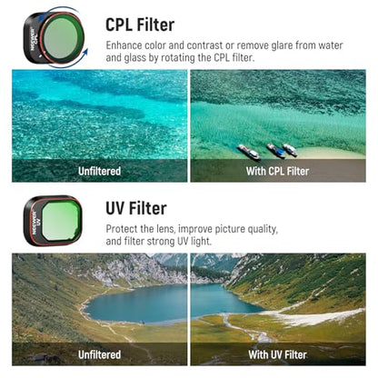 NEEWER Variable ND Filter Set Compatible with DJI Mini 4 Pro, 4 Pack ND2-ND32 (1-5 Stops)/ND64-ND512 (6-9 Stops) Limited VND/CPL/UV Filter, Multi Coated HD Optical Glass/Aluminum Frame - size: Mini 4Pro, style: 4 Pack VND Filter