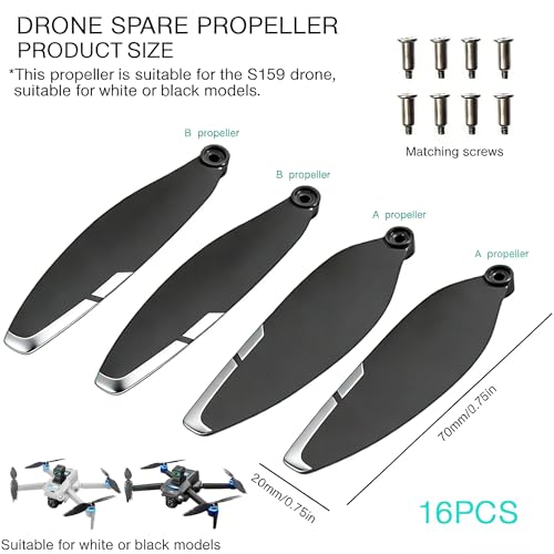 16PCS Foldable Drone Propellers Replace Parts for Most Drones Spare Part, 2.75-Inch Universal Replacement Blades,Low-Noise and Quick-Release Blades Props Wings Accessories(Silver) - color: Silver