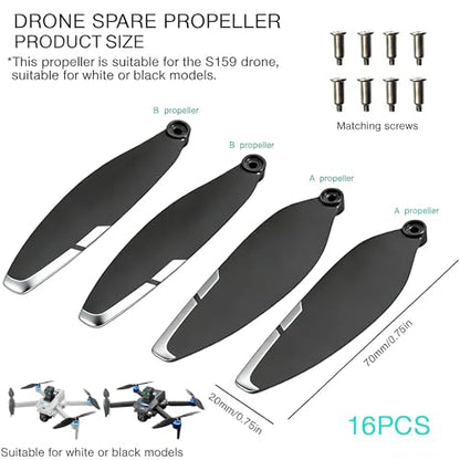 16PCS Foldable Drone Propellers Replace Parts for Most Drones Spare Part, 2.75-Inch Universal Replacement Blades,Low-Noise and Quick-Release Blades Props Wings Accessories(Silver) - color: Silver