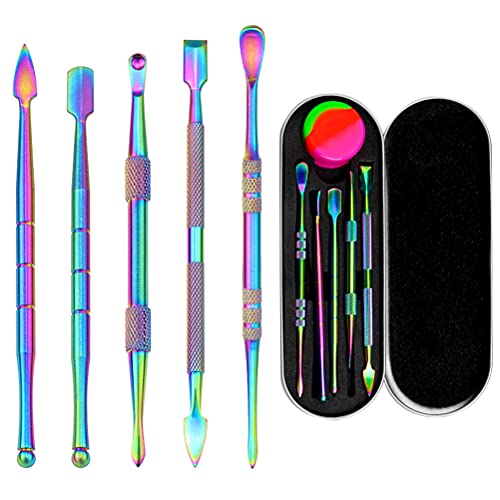 6-Piece Wax Carving Tool Set, Double-Ended Stainless Steel, Rainbow - color: Rainbow Color