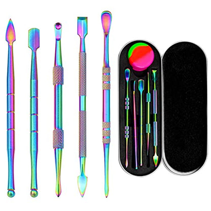 6-Piece Wax Carving Tool Set, Double-Ended Stainless Steel, Rainbow - color: Rainbow Color