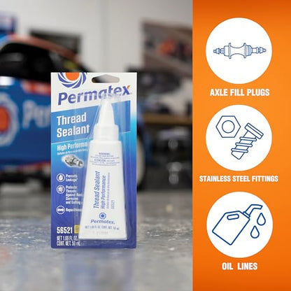 Permatex 56521 High Performance Thread Sealant, 50 ml, White - size: 50 ml, style: High Performance Thread Sealant