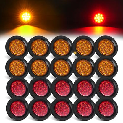 2.5 Inch Red and Amber Round 13 LED Marker Lights 2.5in Clearance Lights