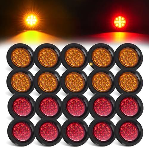 2.5 Inch Red and Amber Round 13 LED Marker Lights 2.5in Clearance Lights