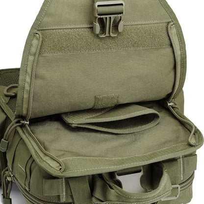 G4Free Large Tactical EDC Sling Bag, Adjustable Holder Backpack for Men - color: New Army Green