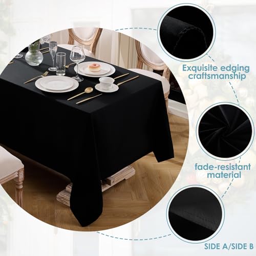 VidaFete Everyday Series Rectangle Tablecloth 60" x 102" 1 Pack Black - color: Black, size: 102" x 60" (Rectangular)