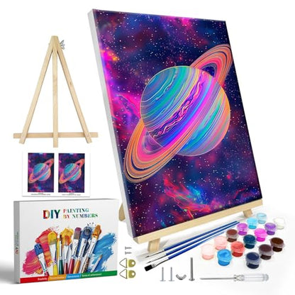 JOOZ Paint by Numbers Kit for Adults with Frame, Planet, 8x12 Inch - color: Planet 256