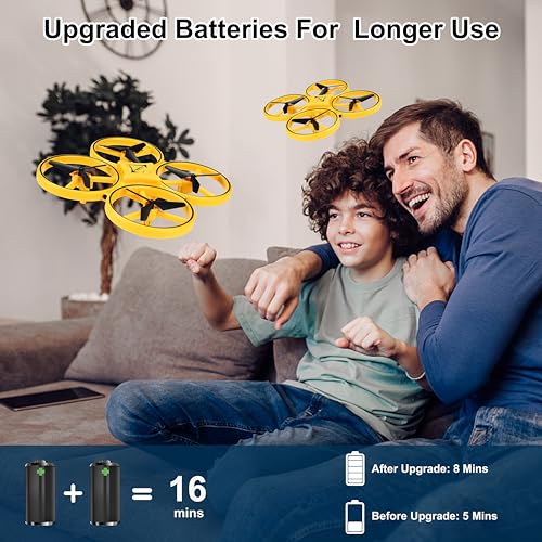 Gesture Control Drone Rc Quadcopter Aircraft Hand Sensor Drone with Smart Watch Controlled, 2 batteries, 360° Flips, Led Light, 3 Modes, 2 USB Cables, Best Gift for Kid