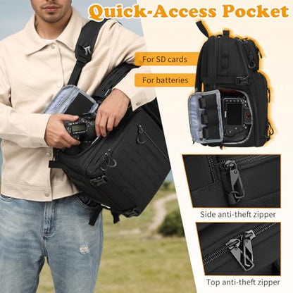 HAMBOLY Professional Camera Bag Backpack for DSLR, SLR & Mirrorless - color: Black