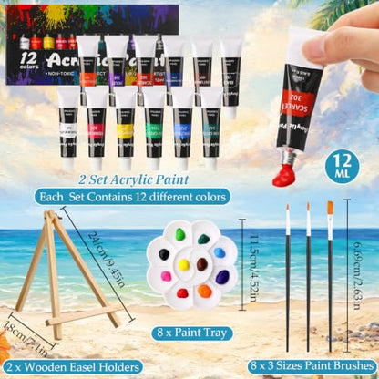 Cholemy 36 Pcs Paint and Sip Kit Gift for Adults 8''x10'',Seaside Scenery - style: Seaside Scenery