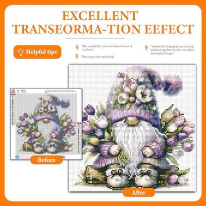 Diamond Art Kits for Adults, Gnome DIY 5D Diamond Painting for Beginners - color: BLKJDP18