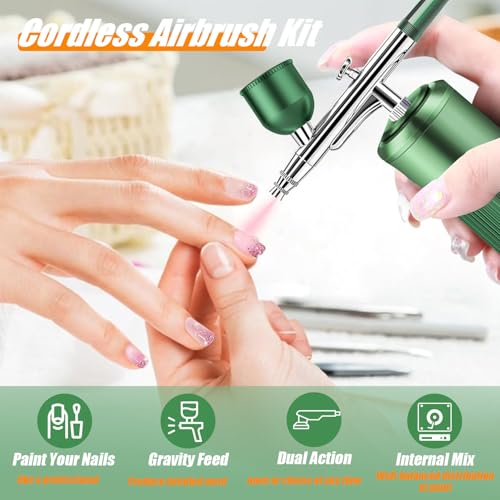 BLEDS Dual-Action Airbrush Kit with Air Compressor, Auto-Stop Air Brush