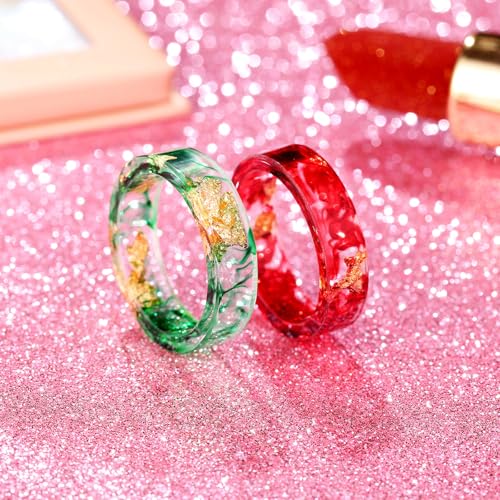 Mudder 2 Pieces Resin Silicone Ring Molds 14 Sizes Ring Circle Jewelry Casting Molds with Syringe in 20 ml for DIY Craft Making