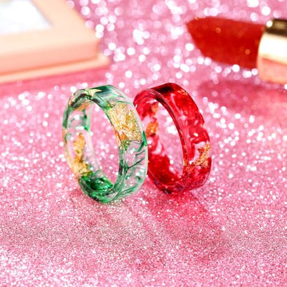 Mudder 2 Pieces Resin Silicone Ring Molds 14 Sizes Ring Circle Jewelry Casting Molds with Syringe in 20 ml for DIY Craft Making