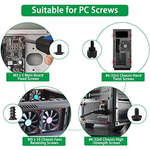 350 Pcs Black Computer Screws Kit PC Motherboard Standoffs SSD Set - color: 350 Pcs Black PC Screw