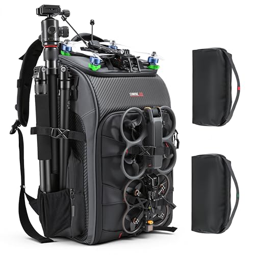 FPV Drone Backpack -40L Ultimate All-in-One Professional Travel Camera Case for FPV Racing Quadcopter/DJI Drone/Tripod/15.6" Laptop Combo with Waterproof Rain Cover & 2 Battery Tool Kit Bags