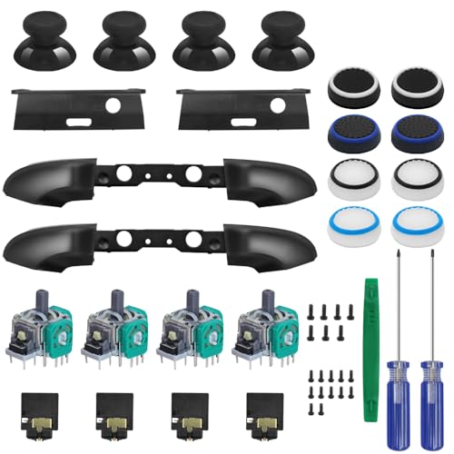 27 PCS Xbox One Controller Repair Kit, SourceTon LB RB Bumper Buttons Replacement, Joysticks, 3.5mm Headphone Jack, Thumbsticks, Screwdrivers (T6/T8/T10) & Tools
