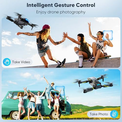 Drone with Camera-Drone for Kids with Cool Lights & 2 Batteries - color: Black and Gray