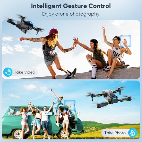 Drone with Camera-Drone for Kids with Cool Lights & 2 Batteries - color: Black and Gray