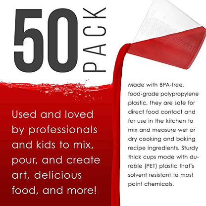 Pouring Masters 3 Oz (90 ml) Liquid Measuring Cups, 50 Pack with 25 Sticks - size: 3-Ounce - Cup