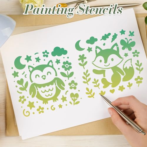 Animal Stencils for Crafts Reusable 24Pcs Stencils(5.9X5.9 Inch) - color: Animal