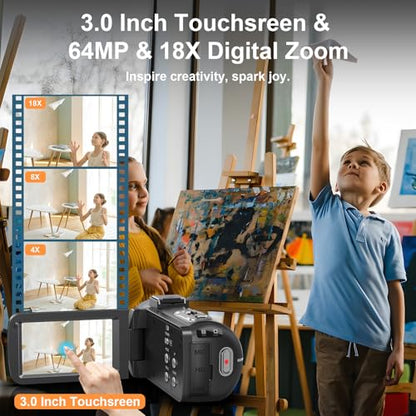 8K 64MP Video Camera Camcorder 18X Zoom WiFi IR Night Vision Camcorders
