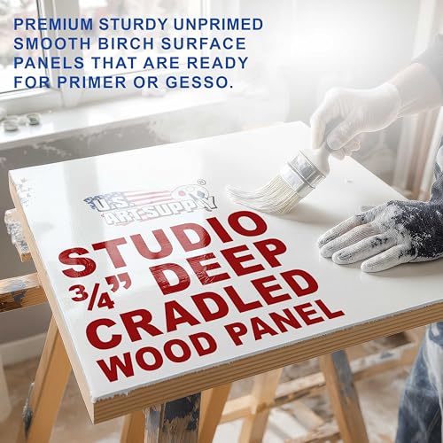 U.S. Art Supply 5" x 7" Unfinished Cradled Wood Panels for Painting - size: 5" x 7"