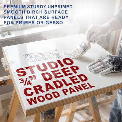 U.S. Art Supply 5" x 7" Unfinished Cradled Wood Panels for Painting - size: 5" x 7"