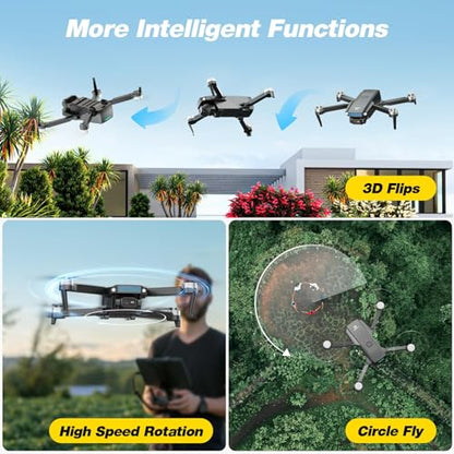 DEERC D20S Drone with Camera 1080P, Includes Extra Battery (3 Total), Up to 45 Minutes Flight Time, Foldable FPV Drone for Kids & Adults