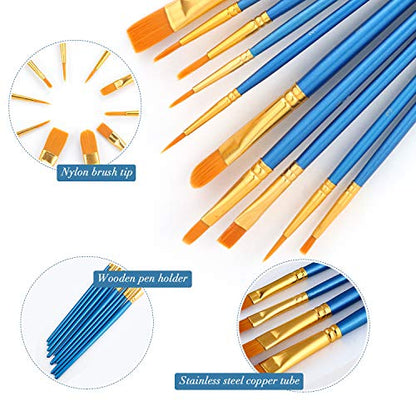 AROIC 200 Pcs Paint Brushes, Nylon Hair Brush Set for Oil and Watercolor - size: 200pcs
