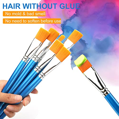 GACDR 1 Inch Flat Paint Brushes, 12 Bulk Acrylic Brushes for Watercolor - size: 1 inch 12 pieces