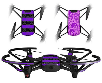 Skin Decal Wrap 2 Pack Compatible with DJI Ryze Tello Skull Stripes Purple Drone NOT Included