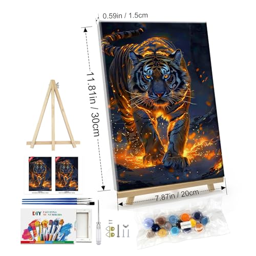 ATDMS Tiger Paint by Numbers Kit for Adults with Frame, 8x12 Inch - color: Tiger 51