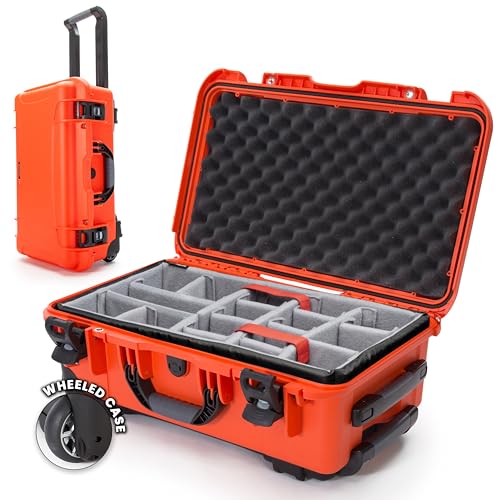 NANUK 935 Hard Case for Camera & Lenses with Padded Divider – Waterproof Equipment Case with Wheels, 22” x 14” x 9” – Dustproof, Impact Resistant, Carry-On Approved for Most Airlines – Orange - color: Orange, style: Padded Divider