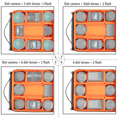 NEEWER® Flexible Partition Camera Padded Bag Insert Protection Handbag for SLR DSLR Mirrorless Cameras and Lenses,Flash Light,Radio Trigger,Battery and Charger,Cables and Other Camera Accessories - style: Nb-pt