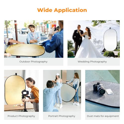 K&F Concept 40" x60” 5-in-1 Oval Foldable Reflector, with Carrying Bag - size: 100x150cm