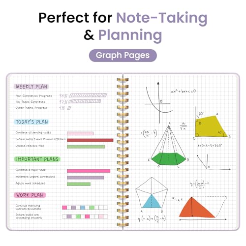 Taja Graph Spiral Notebook for Work, 5.7"x7.9" Squared Graph Paper Notebook - color: E-Purple, style: c-Graph
