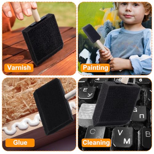 HINZIC 5 Pcs Foam Paint Brushes, 5 Sizes (4", 3", 2", 1.6'', 1"), Black - color: Black, 5pcs, 4", 3", 2", 1.6'', 1"